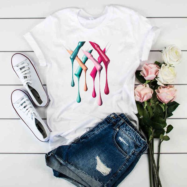 

women's t-shirt women creative cute watercolor 3d casual short sleeve tees graphic female ladies womens lady t shirt t-shirts, White