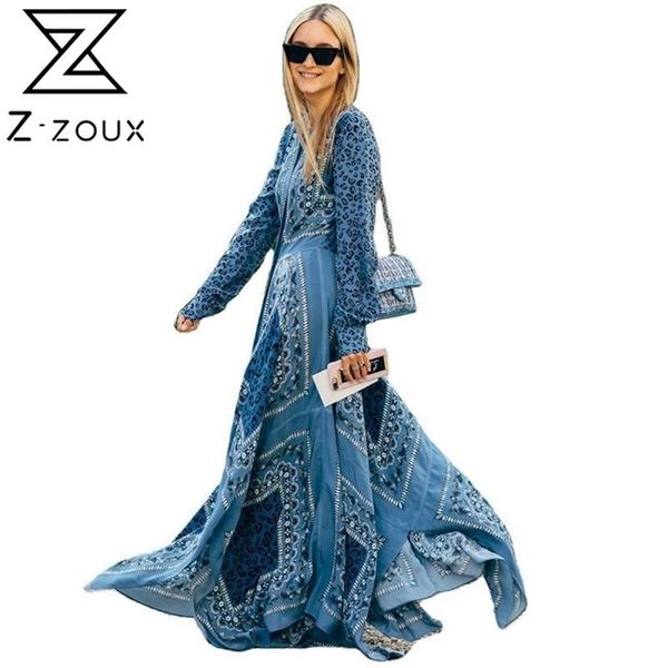 

women dress retro printed bohemia es long print floral maxi v neck sleeve plus size es 210513, Black;gray