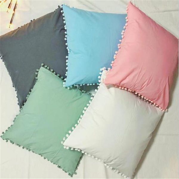 

pillow case fashion solid cotton pillowcase home el bedding super soft pom cover wedding gift design for couple 1pcs