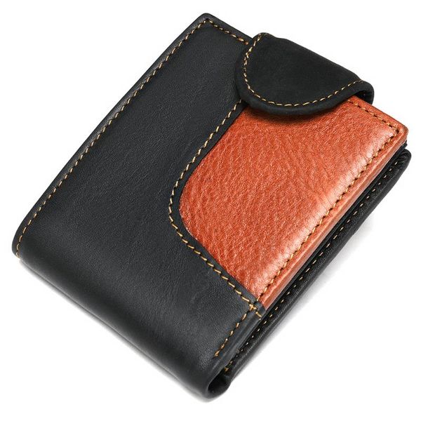 

wallets small mens wallet leather genuine short purse man for men 7037, Red;black