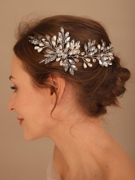

headpieces pearl crystal bridal hair combs rhinestone headband wedding accessories fashion brides headpiece party prom jewelry, Silver