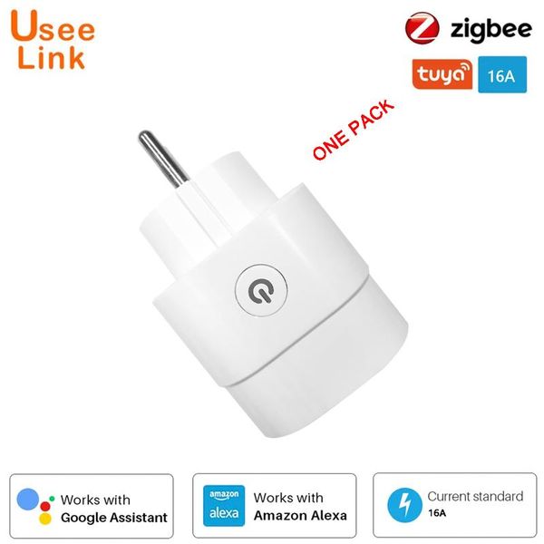 

smart power plugs useelink zigbee eu plug wall socket 16a home app control work with alexa google required tuya gateway white 1 pack