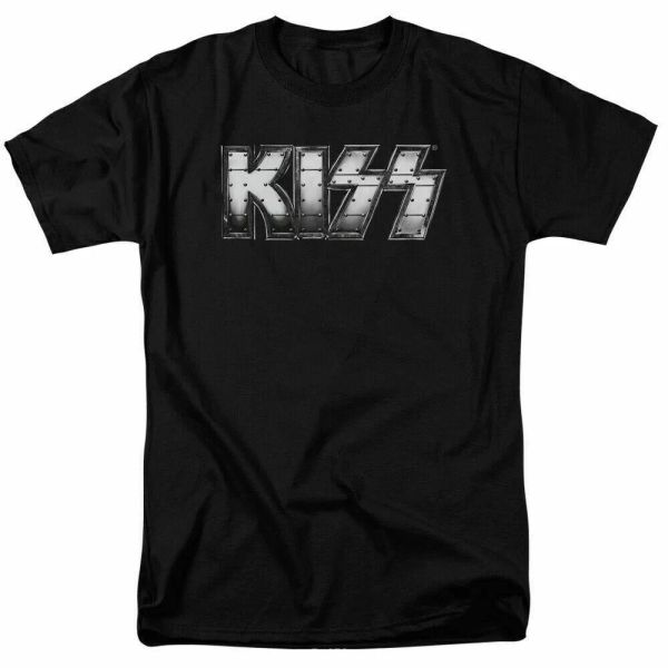 

kiss logo heavy metal t shirt licensed hard rock hooligan gene simmons black, White;black