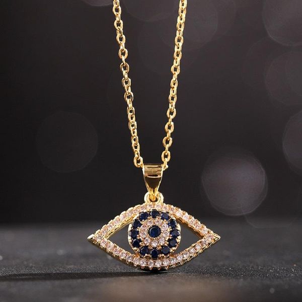 

pendant necklaces yunli 2021 ladies color zircon necklace drip enamel eye girlfriend gift jewelry student, Silver