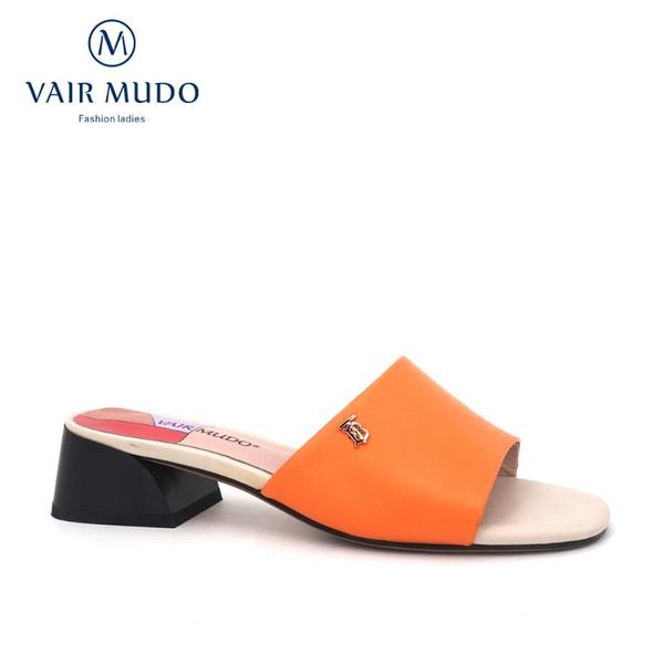 

slippers vair mudo 2021 fashion summer shoes leather wear low heel wild open toe ladies outdoor sandals lt2, Black