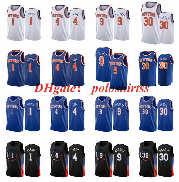 

stitched big yards s-6xl julius 30 randle basketball jersey obi 1 in rj 9 barrett derrick 4 rose jerseys men blue white black 2020-21 editio, Black;red