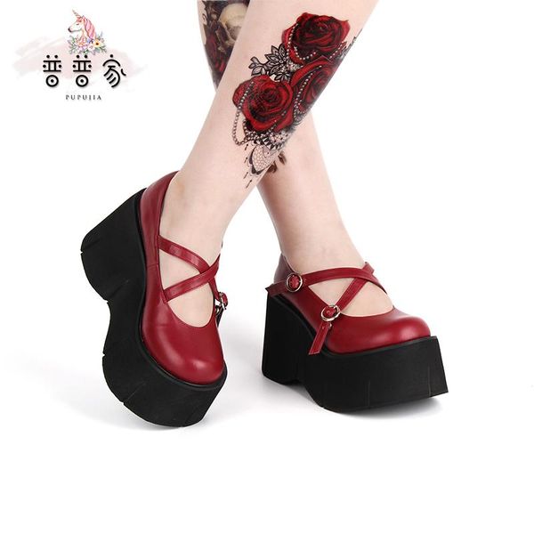 

princess sweet lolita shoes fashion and custom darkness tie super high-heeled 10cm punk wind single women pu921 sandals, Black