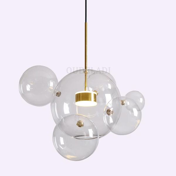 

pendant lamps modern led bubble golden rod lights nordic living room restaurant bar glass ball magic bean molecule lamp