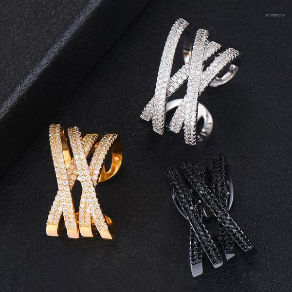 

missvikki femme 2020 trendy jewelry overpass shape openning adjustable size ring 3 colors prong setting cubic zirconia1, Slivery;golden