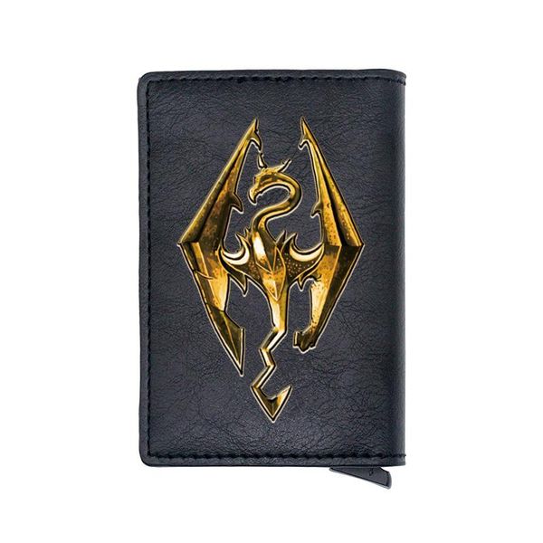 

card holders 2021 fashion the elder scrolls v skyrim rfid holder wallets classic men women leather small money bag male purses, Brown;gray