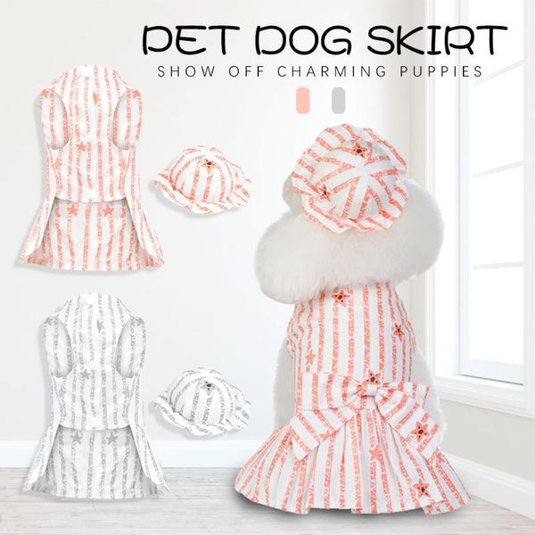 

dog apparel dresses pet dress cat cool summer skirt set with hat funny printed small comfortable