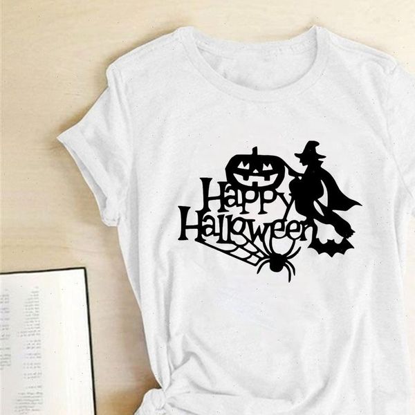

happy halloween witch pumpkin womens t shirts print women summer harajuku for teens woman fashion o, White
