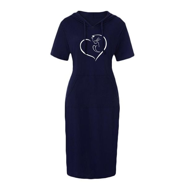 

casual dresses 2021 women's dress fashion ladies short-sleeved hooded cotton comfortable slim elegant clothes female, Black;gray