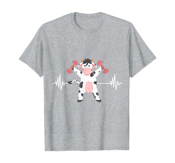 

weightlifter strong cow valve ekg heartbeat heart patient t-shirt, White;black