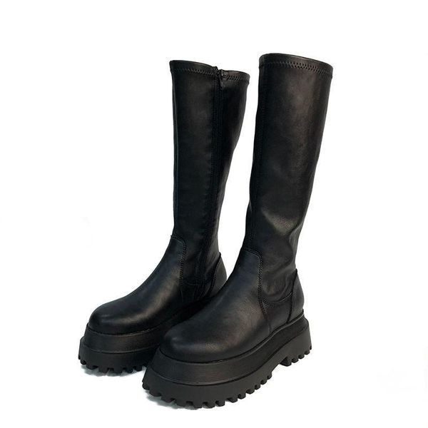 

2021 women shoes heels elasticity motorcycles boots 1, Black