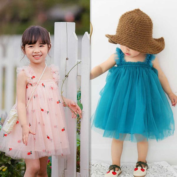 

ins baby girls embroidery floral printed dress gauze sleeveless slip dress summer kids princess dresses children clothes 80-130cm d61805, Red;yellow