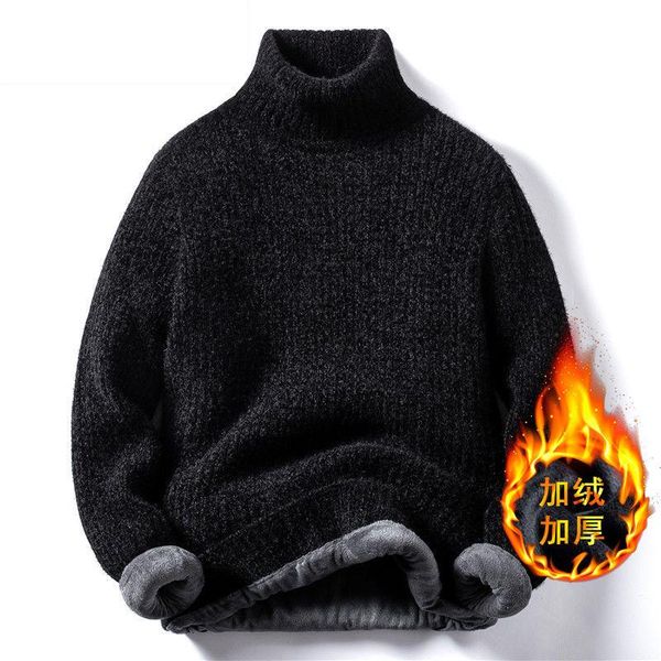 

men's sweaters high neck sweater plush thickened thermal underwear chenille korean fashion personalized autumn and winter, White;black