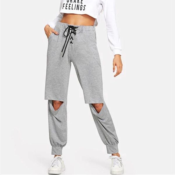 

women's pants & capris women casual high waist sport hip hop fashion ladies summer long loose trousers sweatpants bottoms, Black;white