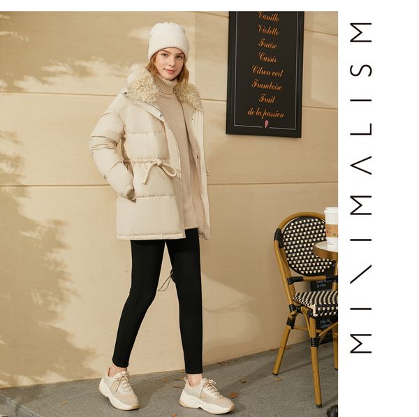 

2021 women's winter coat thick downs jacket pocket cotton warm waist middle long fashion quality wholesale one, Black