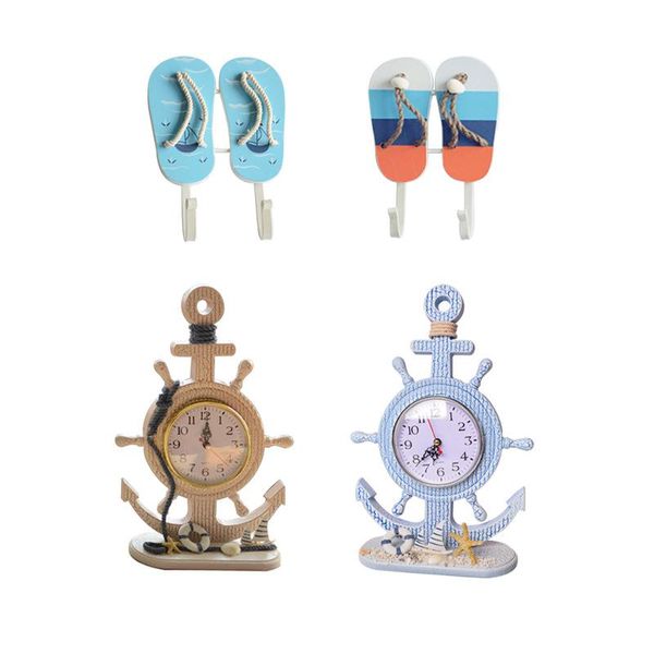 

wall clocks european clock marine style wood hanging time for home baby bedroom decoration navigational boat anchor design
