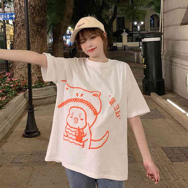 

polos ytx128 beautiful print short-sleeve with round neck shirt for woman, White