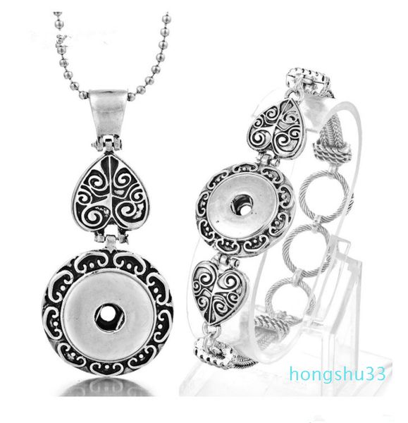 

snap jewelry set silver plated 18mm button pendants necklace and bracelet