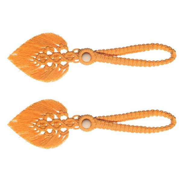 

curtain & drapes 2pcs exquisite bohemian woven tie wood bead tassel leaf tieback