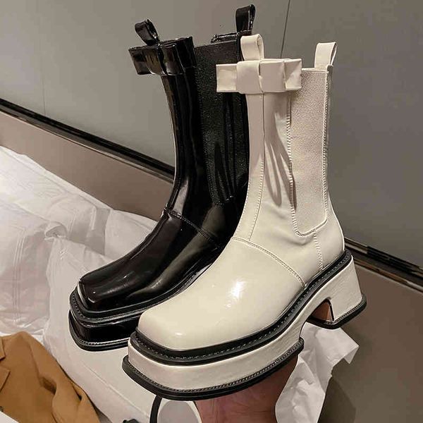 

boots elegant genuine leather women ankle autumn winter platform thick high heels pumps working basic shoes woman bssu, Black