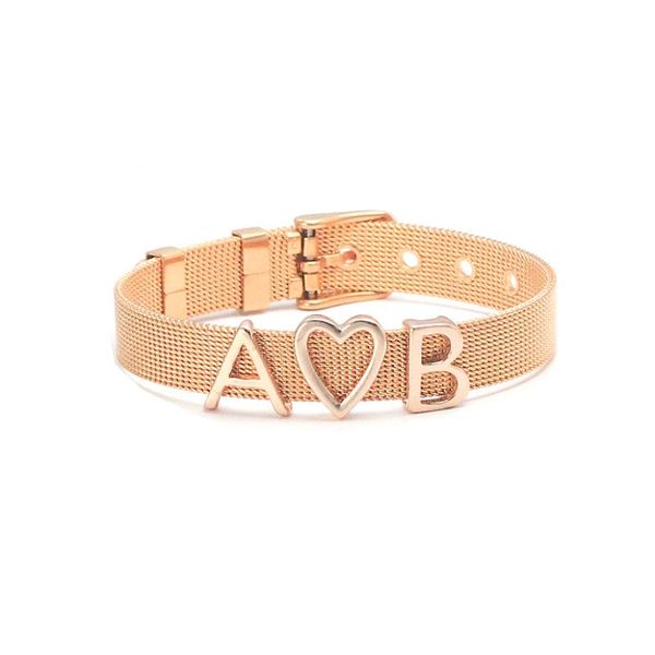 

charm bracelets legenstar rose gold mesh stainless steel keeper bracelet&bangle for women letter a love heart b diy charms bracelet jewelry, Golden;silver