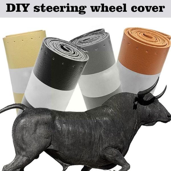 

steering wheel covers car leather hand-sewn cover handle four 15 seasons applicable for diy inch cove