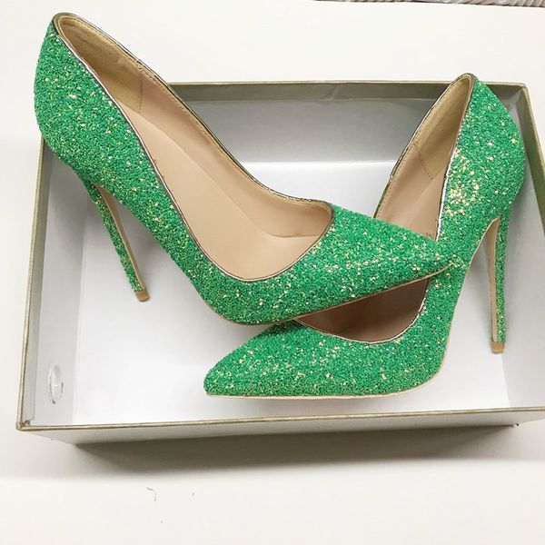 

dress shoes noenname_null-12cm women's sequin high heels, wedding shoes, bride, bridesmaid, party, pointed, bright green, 33-45 7rqw, Black