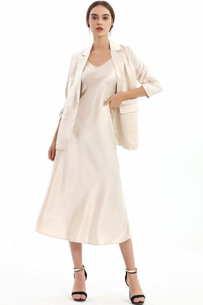 

spring and summer show in 2021 high-end women's fashion temperament crescent triacetic acid jacket casual dresses, Black;gray