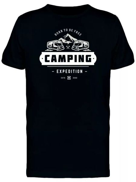 

Camping Born To Be Free 2002 Men's Tee -Image by Shutterstock, White;black