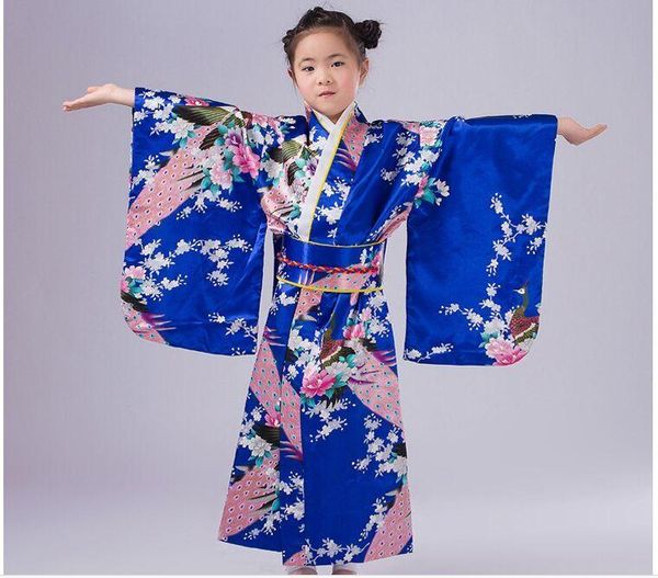 

royal blue children obi vintage yukata clothes girl's japanese kimono kid haori dress apanese traditional cosplay costume ethnic clothi, Red