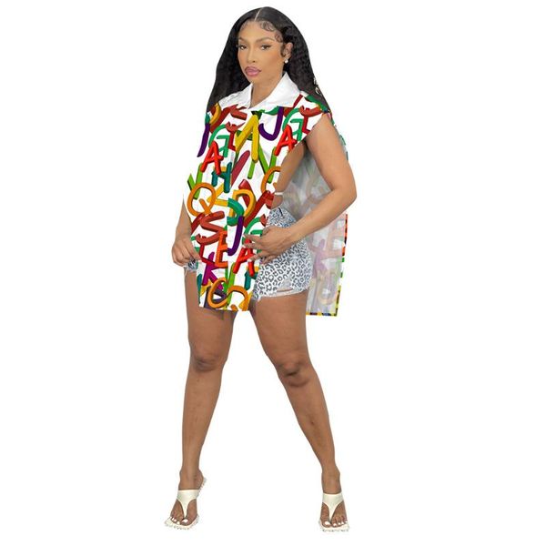 

women's polos ufoa 2021 casual fashion street slim personalized trend letter printed sleeveless lapel shirt top, White