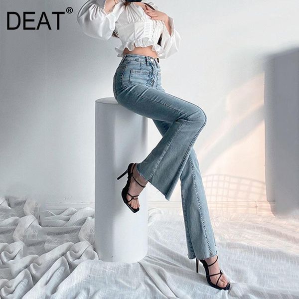 

women's jeans women's woman skinny elastic denim solid high waist long length vintage style flare pants 2022 summer fashion 15xf10, Blue