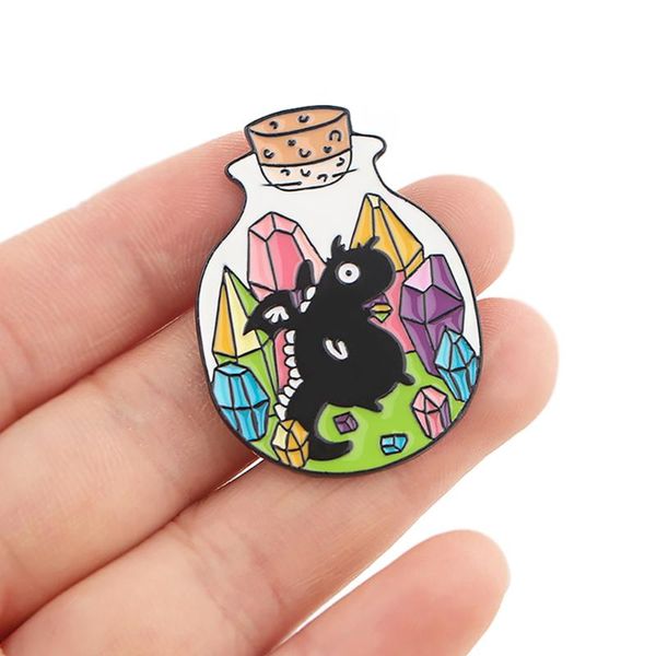 

pins, brooches dz1489 crystal dragon pins for backpacks lapel enamel and women bags badge friend kids gifts jewelry, Gray