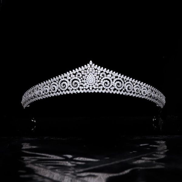 

hair clips & barrettes luxury bride zircon retro tiara wedding crown headband jewelry accessories drop hq0397, Golden;silver