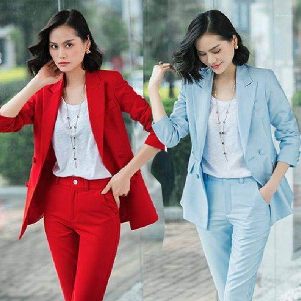 

women's suit 2021 autumn double-breasted jacket fashion temperament pants two-piece large size clothing two piece, White
