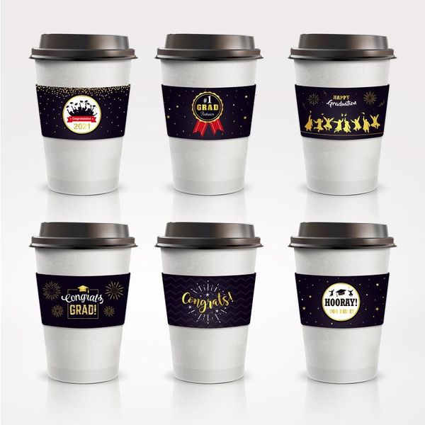 

disposable dinnerware lt002 24pcs graduation party coffee milk tea holiday insulation cup holder corrugated kraft paper holders