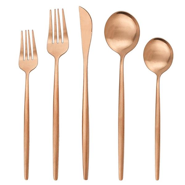 

dinnerware sets rose gold set 304 stainless steel cutlery knife dessert fork spoon kitchen flatware silverware