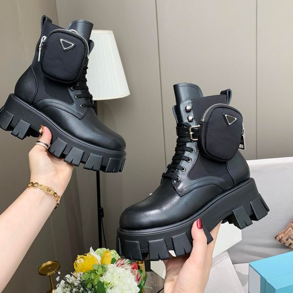

women stylist rois boots ankle nylon pocket black boot martin winter thick-soled shoes wear-resistant rubber high-platform shoe q-55