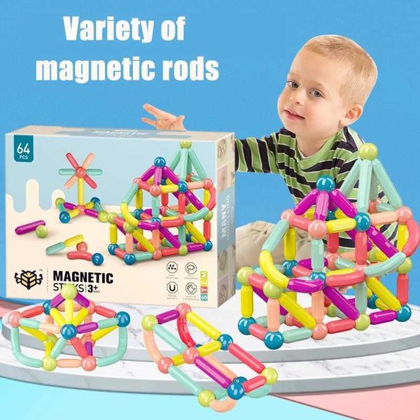 VAPORE Prima educazione Giocattoli di grandi dimensioni Magnetic Bar Baby puzzle Toy Building Block Costruisci regalo di compleanno fai da te Bambini come Q0723