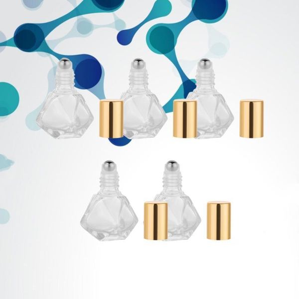 

storage bottles & jars 5pcs five-pointed star shaped roll-on bottle essential oil glass subpackaging perfume golden (5ml)