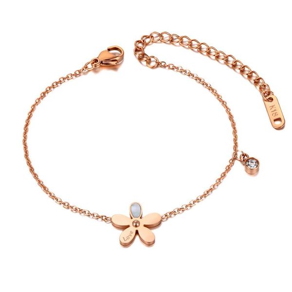 

charm bracelets trendy stainless steel white shell flower for women girls bohemia chain & link bracelet jewelry b20217, Golden;silver