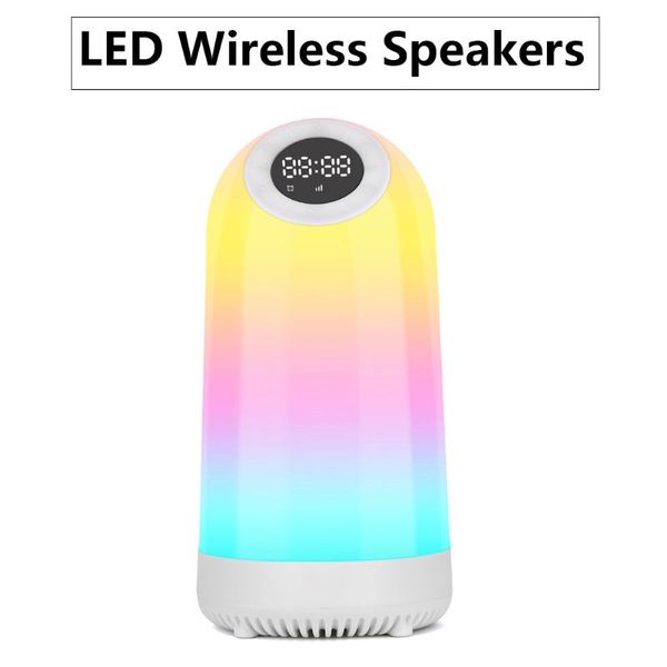 Altoparlanti portatili LED Colorful Smart Night Light Sveglia Lampada da comodino con altoparlante compatibile Bluetooth con Bluetooth wireless