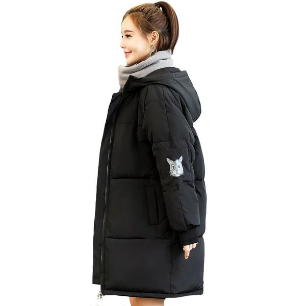 

women's trench coats 2021 korean style women winter jacket hooded long loose female coat padded warm thicken parka mujer invierno, Tan;black
