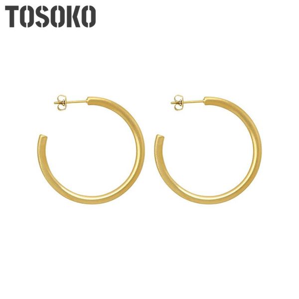 

hoop & huggie stainless steel jewelry fog sense exaggerated large circle c-shaped earrings simple for women bsf403, Golden;silver