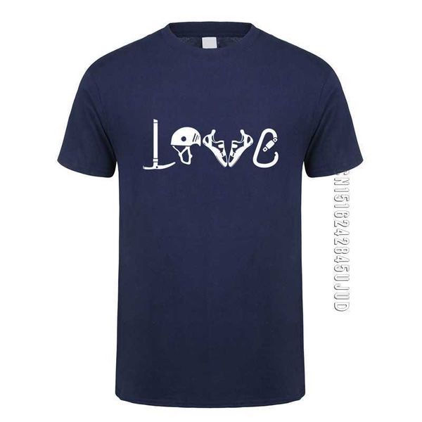 LIEBE Klettern Ausrüstung T Shirt Männer O Hals Baumwolle Klettern Berg T-shirts Mann Camisetas Geschenk 210629