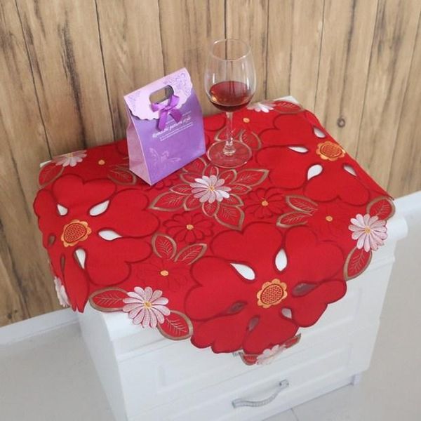

modern satin red table cloth towel nappe embroidered lace square tablecloth cover mantel christmas home wedding accessory